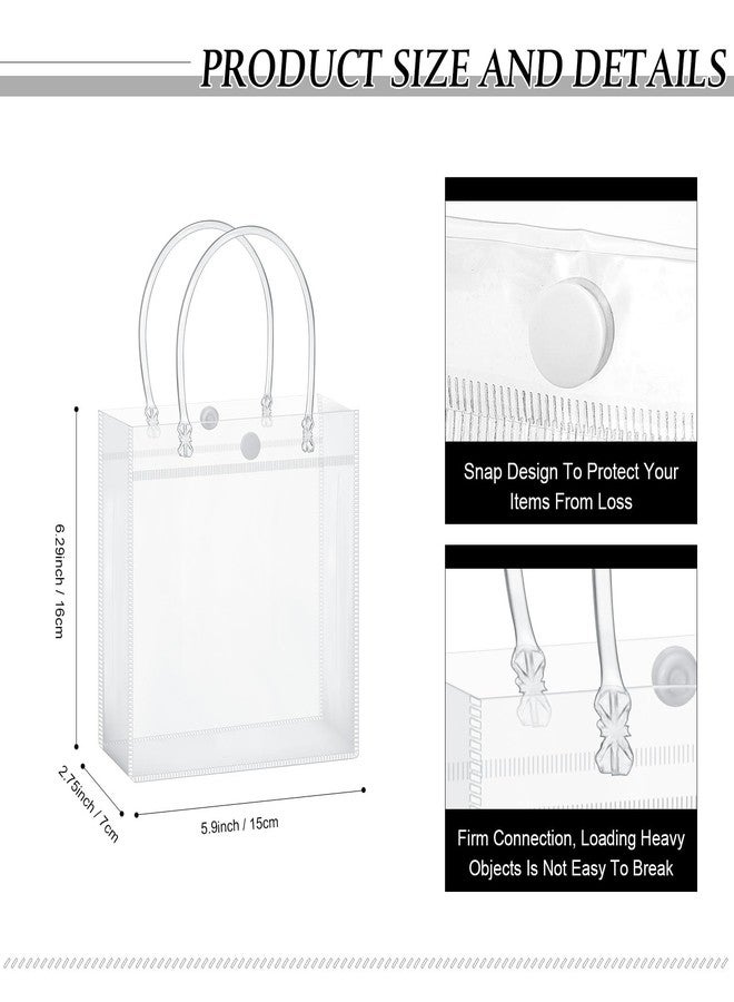 Abbylike 200 Pcs Clear Plastic Gift Bags with Handle 5.9x6.3x2.8 Inch Transparent PVC Bag Bulk Reusable Shopping Tote Handbags for Wedding Birthday Baby Shower Mother's Day Party Favor Wrapping - Image 2